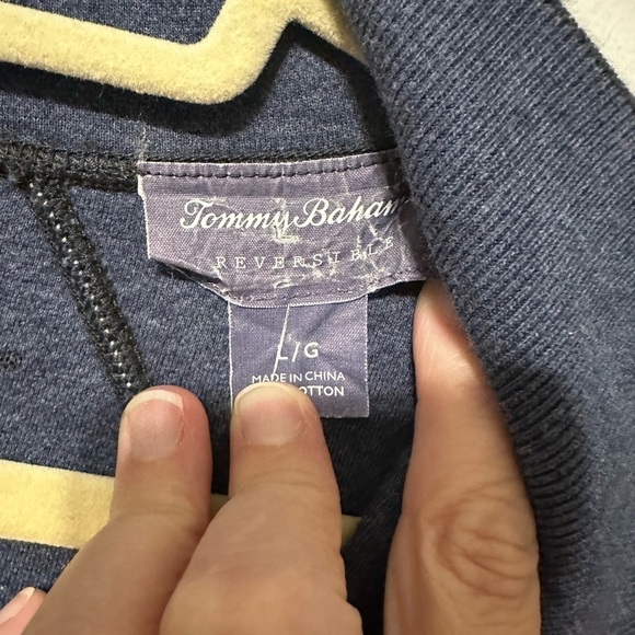 Tommy Bahama Grey 1/4 Zip Reversible Pullover Cotton Sweater Size Large - Picture 6 of 8